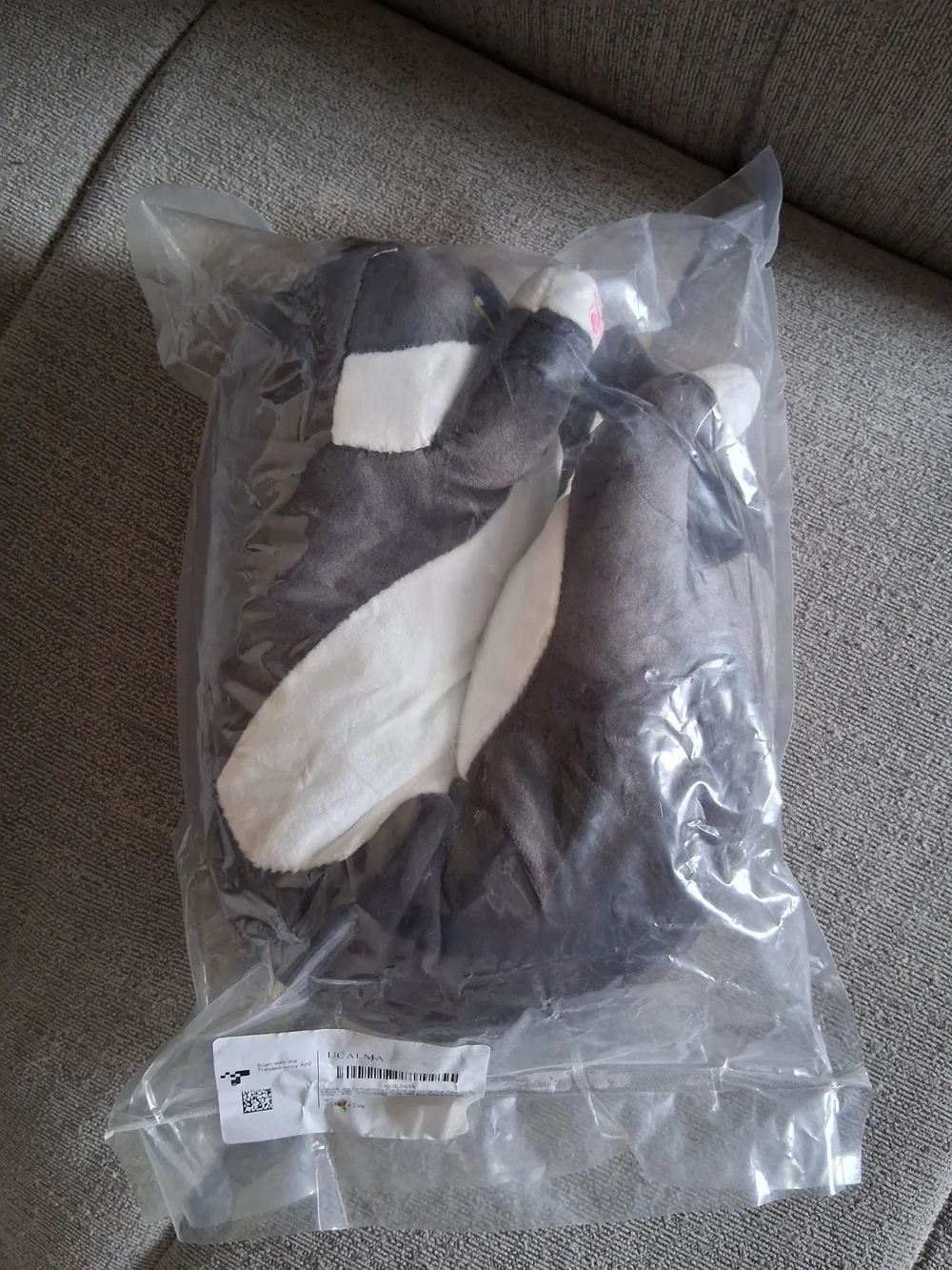 Gray & White Plush Cat Body Pillow - Soft Long Stuffed Pet Pillow Nwt 20